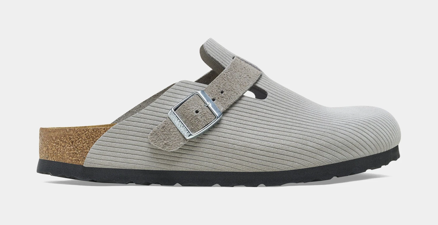 Birkenstock Boston Suede Embossed Womens Sandals (Corduroy Stone Coin) 1 Birkenstock Boston Suede Embossed Womens Sandals (Corduroy Stone Coin)