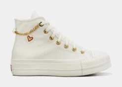 Converse Chuck Taylor All Star Gold Chain High Top Womens Lifestyle Shoes (White)