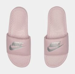 Nike Benassi Womens Slide Sandal (Pink/Silver) -LittleFeet Hub Shop 6f5ac6c34b603328b7f88c7d4bff3150