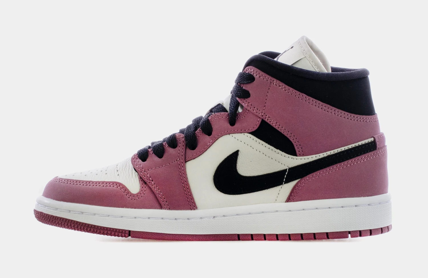 Air Jordan 1 Mid Light Mulberry Womens Lifestyle Shoes (Pink/White/Black) Free Shipping 2 Air Jordan 1 Mid Light Mulberry Womens Lifestyle Shoes (Pink/White/Black) Free Shipping - Image 2