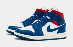 Air Jordan 1 Retro Mid French Blue Womens Lifestyle Shoes (Navy/Red) -LittleFeet Hub Shop 7c06c17a1bd6b82325ce728ca215b411