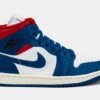 Air Jordan 1 Retro Mid French Blue Womens Lifestyle Shoes (Navy/Red)
